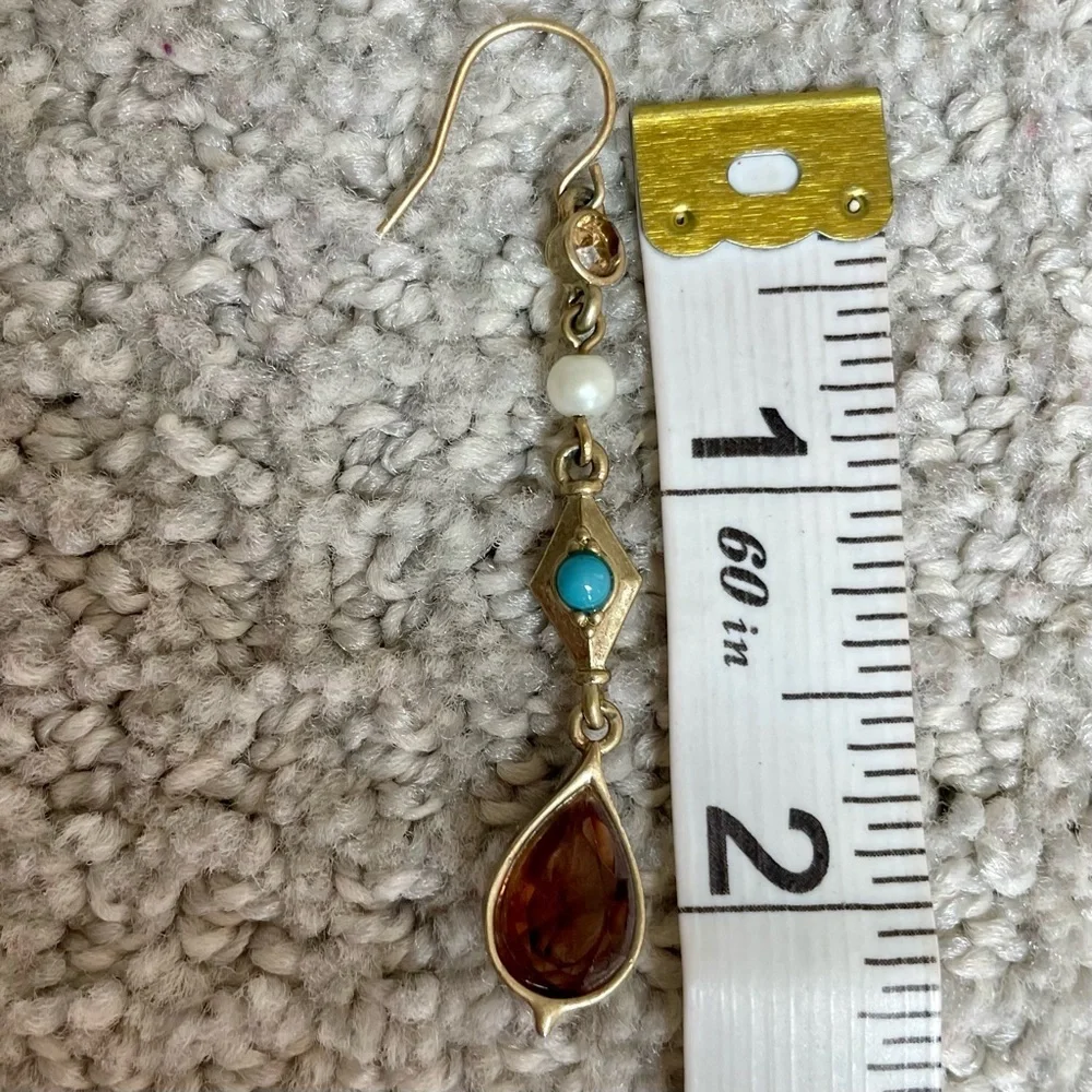 Lauren Ralph Lauren 90's Y2K Matte Gold Dangle Charm Necklace Earring Set Work - Picture 10 of 10